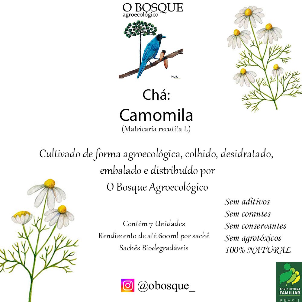 Chá de Camomila 100% Puro e Agroecológico. 7 Sachês.