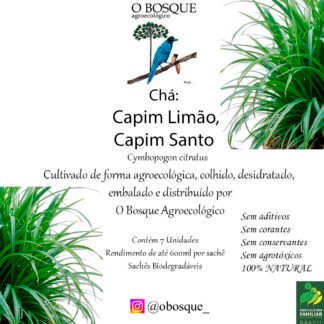 Chá de Capim Limão 100% Puro e Agroecológico. 7 Sachês.
