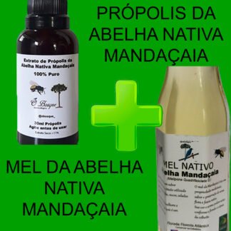 Kit 1 Mel de Mandaçaia + 1 Própolis da Mandaçaia, Puro ou Spray