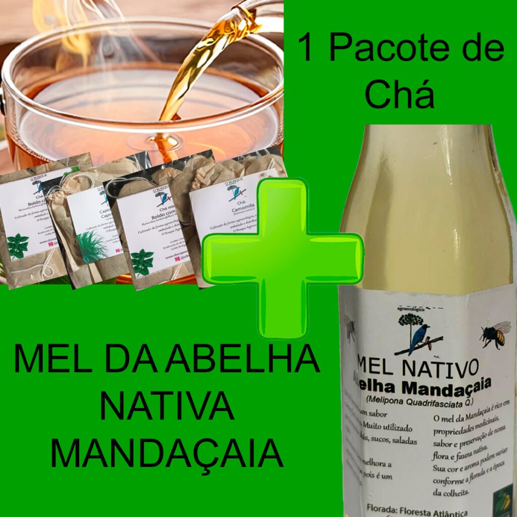 Kit 1 Mel de Abelha Nativa Mandaçaia + 1 Chá Orgânico à Escolha