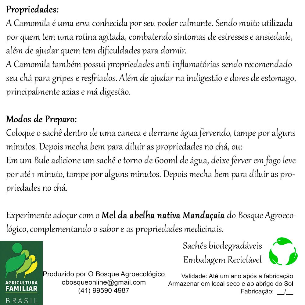 Chá de Camomila 100% Puro e Agroecológico. 7 Sachês. - Imagem 3